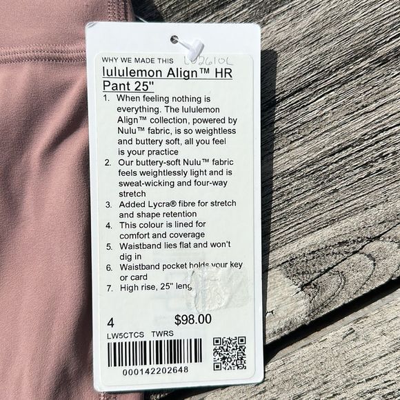 Lululemon Align High-Rise Pant 25" size 4 NWT Twilight Rose - Picture 3 of 5